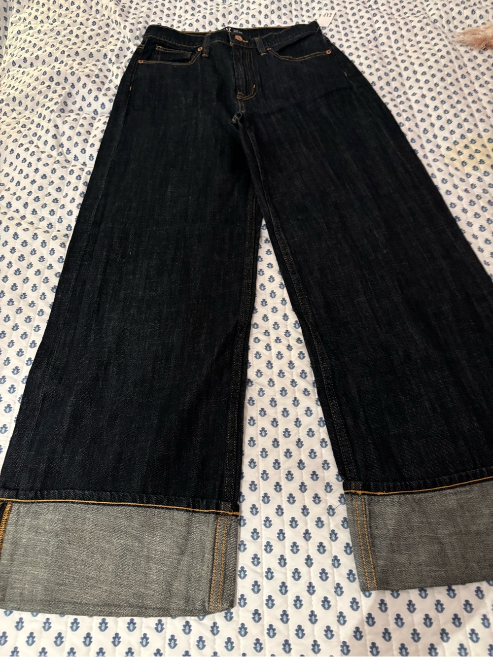 GAP Wide-Leg Dark Indigo Jeans with Cuffed Hem - NWT